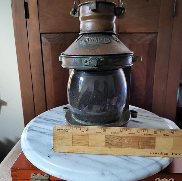 Brown Lantern with Glass Globe and Antique Accents - Picture 5 of 13